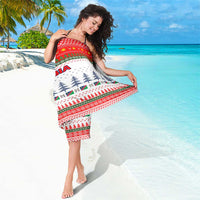 Namibia Christmas Sarong with Red-Green Theme, Coat of Arms, and National Flag Motif - Wonder Print Shop