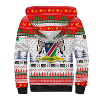 Namibia Christmas Sherpa Hoodie with Red-Green Theme, Coat of Arms, and National Flag Motif - Wonder Print Shop