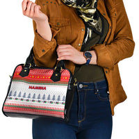 Namibia Christmas Shoulder Handbag with Red-Green Theme, Coat of Arms, and National Flag Motif - Wonder Print Shop