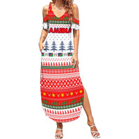 Namibia Christmas Summer Maxi Dress with Red-Green Theme, Coat of Arms, and National Flag Motif - Wonder Print Shop
