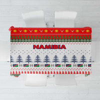 Namibia Christmas Tablecloth with Red-Green Theme, Coat of Arms, and National Flag Motif - Wonder Print Shop
