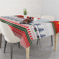 Namibia Christmas Tablecloth with Red-Green Theme, Coat of Arms, and National Flag Motif - Wonder Print Shop