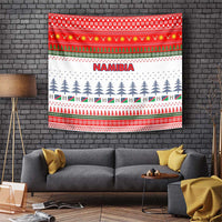 Namibia Christmas Tapestry with Red-Green Theme, Coat of Arms, and National Flag Motif - Wonder Print Shop