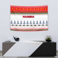 Namibia Christmas Tapestry with Red-Green Theme, Coat of Arms, and National Flag Motif - Wonder Print Shop
