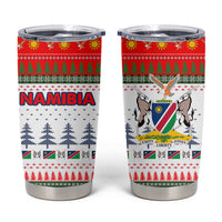 Namibia Christmas Tumbler Cup with Red-Green Theme, Coat of Arms, and National Flag Motif - Wonder Print Shop