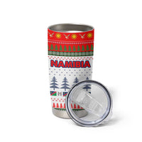 Namibia Christmas Tumbler Cup with Red-Green Theme, Coat of Arms, and National Flag Motif - Wonder Print Shop