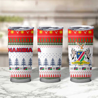 Namibia Christmas Tumbler Cup with Red-Green Theme, Coat of Arms, and National Flag Motif - Wonder Print Shop