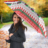 Namibia Christmas Umbrella with Red-Green Theme, Coat of Arms, and National Flag Motif - Wonder Print Shop