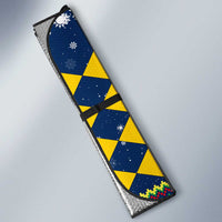 Namibia Christmas Auto Sun Shade with Blue-Yellow Diamond Pattern, Coat of Arms, and Flag Map Motif - Wonder Print Shop