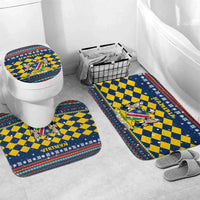 Namibia Christmas Bathroom Set with Blue-Yellow Diamond Pattern, Coat of Arms, and Flag Map Motif - Wonder Print Shop