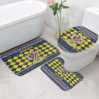 Namibia Christmas Bathroom Set with Blue-Yellow Diamond Pattern, Coat of Arms, and Flag Map Motif - Wonder Print Shop