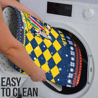 Namibia Christmas Bathroom Set with Blue-Yellow Diamond Pattern, Coat of Arms, and Flag Map Motif - Wonder Print Shop