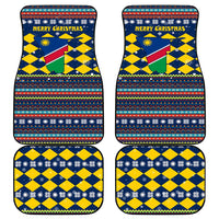 Namibia Christmas Car Mats with Blue-Yellow Diamond Pattern, Coat of Arms, and Flag Map Motif - Wonder Print Shop