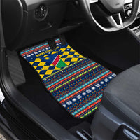 Namibia Christmas Car Mats with Blue-Yellow Diamond Pattern, Coat of Arms, and Flag Map Motif - Wonder Print Shop