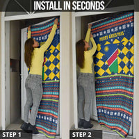Namibia Christmas Door Cover with Blue-Yellow Diamond Pattern, Coat of Arms, and Flag Map Motif - Wonder Print Shop