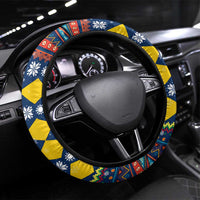 Namibia Christmas Steering Wheel Cover with Blue-Yellow Diamond Pattern, Coat of Arms, and Flag Map Motif - Wonder Print Shop