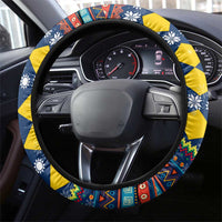 Namibia Christmas Steering Wheel Cover with Blue-Yellow Diamond Pattern, Coat of Arms, and Flag Map Motif - Wonder Print Shop