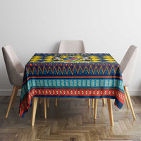 Namibia Christmas Tablecloth with Blue-Yellow Diamond Pattern, Coat of Arms, and Flag Map Motif - Wonder Print Shop