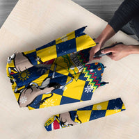 Namibia Christmas Umbrella with Blue-Yellow Diamond Pattern, Coat of Arms, and Flag Map Motif - Wonder Print Shop