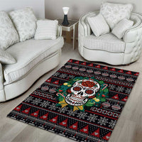 Skull Christmas Area Rug Xmas Holiday Patterns - Wonder Print Shop