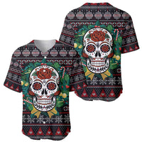 Skull Christmas Baseball Jersey Xmas Holiday Patterns - Wonder Print Shop