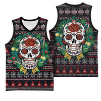 Skull Christmas Basketball Jersey Xmas Holiday Patterns - Wonder Print Shop