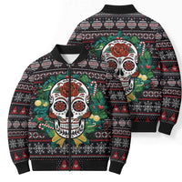 Skull Christmas Bomber Puffer Jacket Xmas Holiday Patterns - Wonder Print Shop