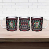 Skull Christmas Ceramic Mug Xmas Holiday Patterns - Wonder Print Shop