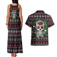 Skull Christmas Couples Matching Tank Maxi Dress and Hawaiian Shirt Xmas Holiday Patterns - Wonder Print Shop