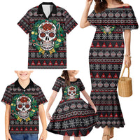 Skull Christmas Family Matching Mermaid Dress and Hawaiian Shirt Xmas Holiday Patterns - Wonder Print Shop