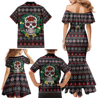 Skull Christmas Family Matching Mermaid Dress and Hawaiian Shirt Xmas Holiday Patterns - Wonder Print Shop