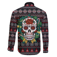 Skull Christmas Family Matching Off The Shoulder Long Sleeve Dress and Hawaiian Shirt Xmas Holiday Patterns - Wonder Print Shop