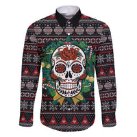 Skull Christmas Family Matching Off Shoulder Maxi Dress and Hawaiian Shirt Xmas Holiday Patterns - Wonder Print Shop