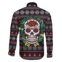 Skull Christmas Family Matching Short Sleeve Bodycon Dress and Hawaiian Shirt Xmas Holiday Patterns - Wonder Print Shop