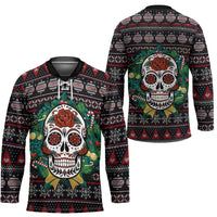 Skull Christmas Hockey Jersey Xmas Holiday Patterns - Wonder Print Shop