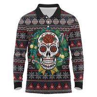 Skull Christmas Long Sleeve Polo Shirt Xmas Holiday Patterns - Wonder Print Shop