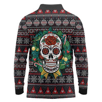 Skull Christmas Long Sleeve Polo Shirt Xmas Holiday Patterns - Wonder Print Shop