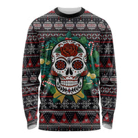 Skull Christmas Long Sleeve Shirt Xmas Holiday Patterns - Wonder Print Shop