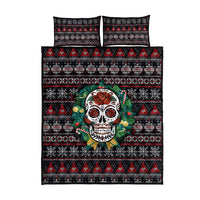Skull Christmas Quilt Bed Set Xmas Holiday Patterns - Wonder Print Shop