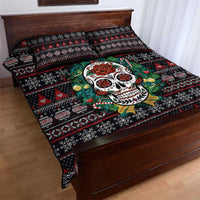 Skull Christmas Quilt Bed Set Xmas Holiday Patterns - Wonder Print Shop