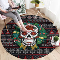 Skull Christmas Round Carpet Xmas Holiday Patterns - Wonder Print Shop