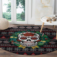Skull Christmas Round Carpet Xmas Holiday Patterns - Wonder Print Shop