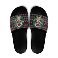 Skull Christmas Slide Sandals Xmas Holiday Patterns - Wonder Print Shop