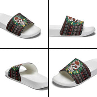 Skull Christmas Slide Sandals Xmas Holiday Patterns - Wonder Print Shop