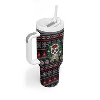 Skull Christmas Tumbler With Handle Xmas Holiday Patterns - Wonder Print Shop