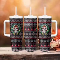 Skull Christmas Tumbler With Handle Xmas Holiday Patterns - Wonder Print Shop