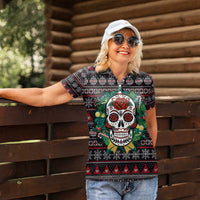 Skull Christmas Women Polo Shirt Xmas Holiday Patterns - Wonder Print Shop
