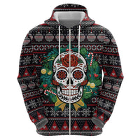 Skull Christmas Zip Hoodie Xmas Holiday Patterns - Wonder Print Shop