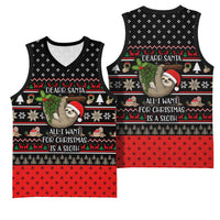 Sloth All I Want For Christmas Basketball Jersey Xmas Holiday Patterns - Wonder Print Shop