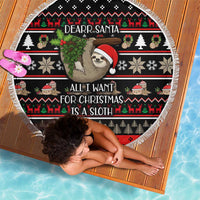Sloth All I Want For Christmas Beach Blanket Xmas Holiday Patterns - Wonder Print Shop
